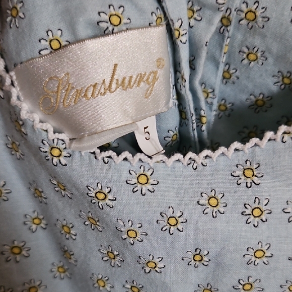 Strasburg Light Blue Floral Daisy Kids Dress - Picture 2 of 9